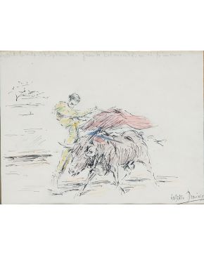2037-ROBERTO DOMINGO FALLOLA (París, 1883 - Madrid, 1956) Juanito Belmmonte en el primero  Dibujo a plumill