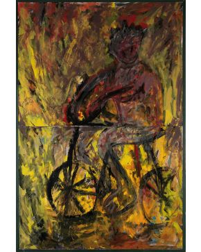 2005-MIGUEL GALANDA (Caspe, Zaragoza 1951) Sin título (diptico) Óleo sobre lienzo Firmado Medidas: 180 x 11