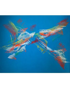 56-JOSÉ MANUEL BROTO (Zaragoza 1949) Azul II . 2004 Acrílico sobre lienzo Firmado, fechado y titulado al dorso 