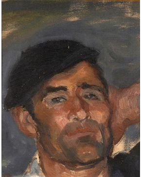 21-DANIEL VÁZQUEZ DÍAZ (Nerva 1882-Madrid 1969) “Cabeza de marinero vasco” Óleo sobre lienzo Firmado Medidas