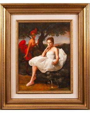 309-BRUNO DI MAIO (1934-) Bailarina  Firmado ángulo inferior derecho. Óleo sobre lienzo. Medidas: 80 x 60 cm