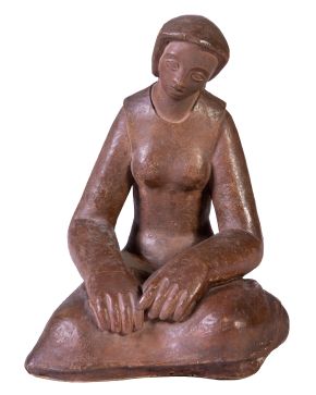 29-JULIA RIU SERRA (Molins de Rey 1921-Barcelona 2006) Maternidad  Terracota policromada Firmada Medidas: 32