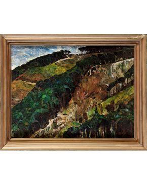 2-FRANCISCO GIMENO ARASA (Tortosa 1858-Barcelona 1927) Paisaje  Óleo sobre lienzo Firmado Medidas: 60 x 81 c