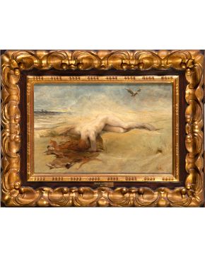 23-EDWARD MATTHEW HALE (Reino Unido 1852-1924) Nude . Óleo sobre lienzo Firmado Medidas: 28 x 43 cm. 