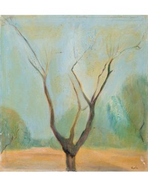 8-EMILIO VARELA (Alicante 1887-1951) Arbol en otoño  Óleo sobre lienzo Firmado Medidas: 47 x 44 cm. 