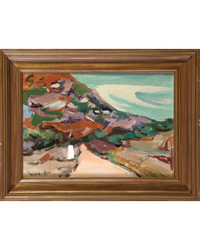 7-GENARO LAHUERTA (Valencia 1905-1985) Paisaje  Óleo sobre lienzo Firmado Medidas: 50,5 x 73,5 cm. Pr
