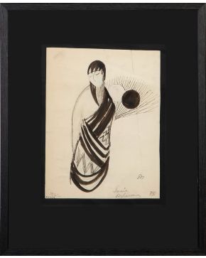 40-SONIA DELAUNAY (Gradizhsk 1885-París 1979) “Costume”. 1922 Pincel y pluma y tinta china sobre papel Firmado 
