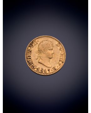 918-MONEDA EN ORO AMARILLO DE 18K, FERNANDO VII, 1 ESCUDO 1817. 