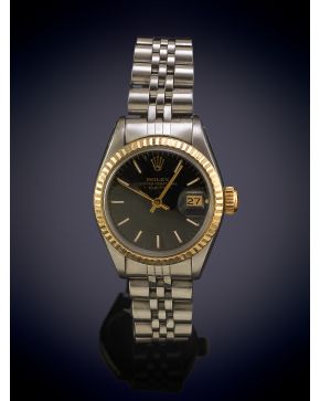 947-ROLEX OYSTER PERPETUAL DATE" RELOJ DE PULSERA PARA SEÑORA, AÑO 1987. CAJA Y BRAZ