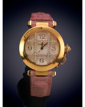 949-CARTIER PASHA" RELOJ DE PULSERA PARA SEÑORA. REF 2399. CAJA CON BRILLANTES EN OR