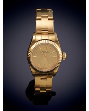 950-ROLEX OYSTER PERPETUAL" RELOJ DE PULSERA PARA SEÑORA. CAJA Y BRAZALETE EN ORO AM