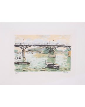 2011-ALBERT MARQUET (Burdeos, Francia 1875-París 1947) Le pont des arts" Litografía sobre papel Firmada a lápiz N