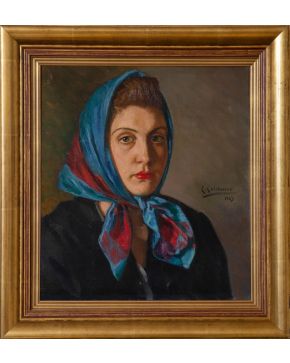 354-EDUARDO CHICHARRO Y AGÜERA (1873-1949) S.XX "Retrato de la hermana del artista"