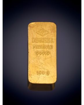 926-LINGOTE DE 100 GRAMOS DE DEGUSSA EN ORO AMARILLO DE 18K