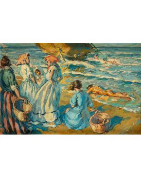 457-ATRIBUIDO A JOSÉ MONGRELL Y TORRENT (Valencia, 1870-Barcelona, 1937) Mujeres 