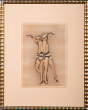 47-ÉDOUARD CHIMOT (Lila, Francia 1880-París 1959) Bailarinas" Litografía sobr