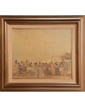 2006-RICARDO MONTESINOS (Madrid 1942-2018)  "Almuerzo de taberna al aire libre". 1