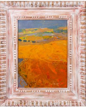 43-FRANCISCO MOLINA MONTERO (Torreperogil, Jaén 1962) Paisaje". 1991 Óleo sob