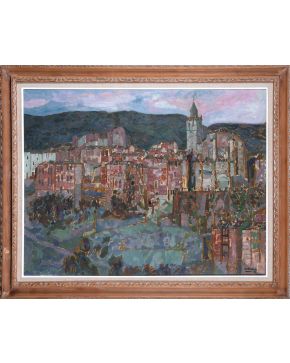 8-AGUSTÍN REDONDELA (Madrid 1922-2015) Albarracín". 1982  Óleo sobre lienzo