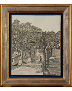 28-AGUSTÍN REDONDELA (Madrid 1922-2015)  Camino del puerto". 1973 Óleo sobre 