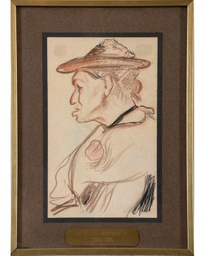 40-NEMESIO MOGROBEJO (Bilbao 1875-Graz, Austria 1910) Campesino" Sanguina y p