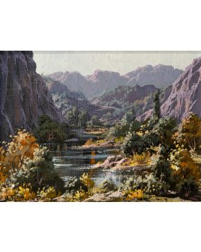 468-ALFONSO PARRAS VILCHEZ (1934) Paisaje" Óleo sobre lienzo. Firmado Me