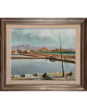 30-JOSÉ PÉREZ GIL (Caudete, Albacete 1918-Alicante 2008) Salinas" Óleo sobre 