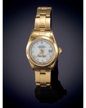 880-ROLEX OYSTER PERPETUAL" RELOJ DE PULSERA PARA SEÑORA. CAJA Y BRAZALETE EN ORO AMARILLO DE 18K. MOVIMIENTO AUTOMÁTICO