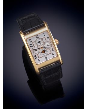 888-AUDEMARS PIGUET" MODELO QUANTIENE PERPETUAL Nº 41. CAJA RECTANGULAR EN ORO AMARILLO DE 18K, Nº E14202. MOVIMIENTO AU