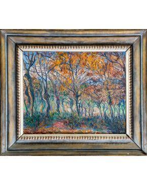 2043-MANUEL LÓPEZ GARABAL (1907-1981) “Bosque otoñal” Óleo sobre lienzo. Medidas: 33 x 43 cm