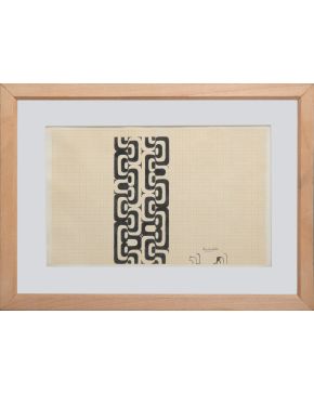 84-MANUEL BARBADILLO (Cazalla de la Sierra, Sevilla 1929-Málaga 2003) Sin título". 1968-1979 Tinta sobre papel milimetrado Firmado Fechado al dorso Me
