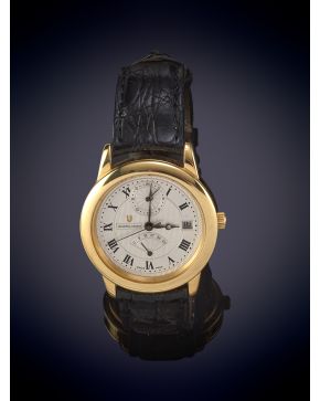 717-UNIVERSAL GENEVE"" RELOJ DE PULSERA PARA CABALLERO CON CAJA EN ORO AMARILLO DE 18K Nº 4.121.758. MOVIMIENTO AUTOMÁTICO. Esfera