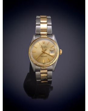 727-ROLEX OYSTER PERPETUAL DATE"" RELOJ DE PULSERA CAJA Y BRAZALETE EN ACERO Y ORO AMARILLO DE 18K. MOVIMIENTO AUTOMÁTICO. Esfera d