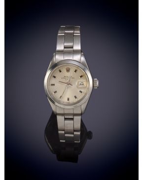 729-ROLEX OYSTER PERPETUAL DATE"" RELOJ DE PULSERA PARA SEÑORA. CAJA Y BRAZALETE EN ACERO. MOVIMIENTO AUTOMÁTICO. Esfera gris con n