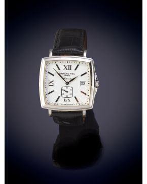 739-RAYMOND WEIL"" GENEVE CAJA DE ACERO, CON MOVIMIENTO AUTOMÁTICO, ESFERA BLANCA CON NUMERACIÓN ROMANA Y A TRAZOS APLICADOS, VENTA