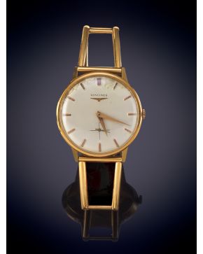 857-LONGINES" RELOJ DE PULSERA CAJA Y BRAZALETE ESQUELETO EN ORO AMARILLO DE 18K. MOVIMIENTO MECÁNIC