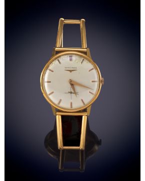 857-LONGINES" RELOJ DE PULSERA CAJA Y BRAZALETE ESQUELETO EN ORO AMARILLO DE 18K. MOVIMIENTO MECÁNIC