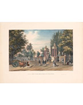 2051-FERNANDO BRAMBILA (Cassano d'Adda, Italia, 1763 - Madrid, 1832) Vistas de los Reales Sitios"" Lote de seis litografías c