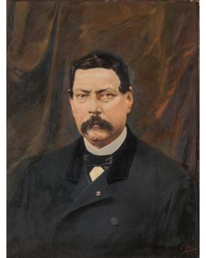 2043-JOSÉ GARCÍA RAMOS (Sevilla, 1852-1912) Manuel Barón Padilla, coronel de caballería"" (1801-1872) Óleo sobre lienzo. M