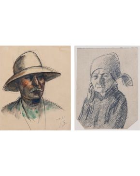 19-JULIO GONZÁLEZ (Barcelona 1876-Arcueil, Francia 1942) L'Homme au chapeau"". 1941 & ""Mere de l'artiste en paysanne nº 1"". 1