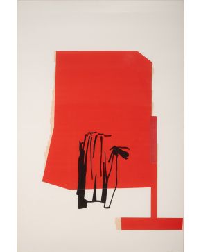 77-PELLO IRAZU (Andoain 1963) “Linterna”. 2000 Pintura y cinta adhesiva sobre papel Medidas: 193 x 127 cm. Obra ex
