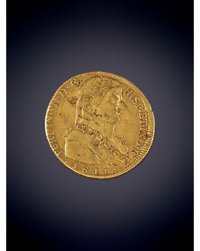 883-MONEDA FERNANDO VII 8 ESCUDOS F.J EN ORO AMARILLO DE 18K. 