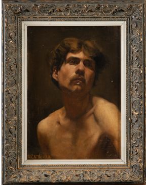 2113-GENÍS CAPDEVILA PUIG (Barcelona, 1860-1929) Estudio de hombre desnudo" Óleo sobre lienzo.