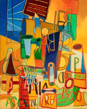 1518-CARLOS VIDAL (Chiapas, México 1957) Sin título". 1988 Óleo sobre lienzo adherido a tabla