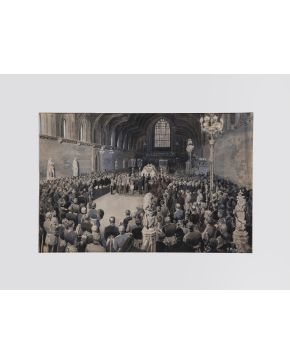 760-FORTUNINO MATANIA (Nápoles, 1881-Londres, 1963) "Exposición del féretro de Eduardo VII en Wes