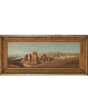 63-ENRIQUE FLORIDO BERNILS (Málaga, 1873-1929) Vista de la Alcazaba de Málaga" Óleo sobre lien