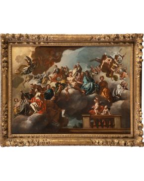 752-FRANCESCO SOLIMENA (Canale, 1657-Nápoles, 1747) Santos en Gloria. Boceto para la cúpula de la