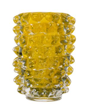 1419-Yellow Spikes" Cristal de Murano, Venecia, Italia. Medidas: 24 x 17 cm. "