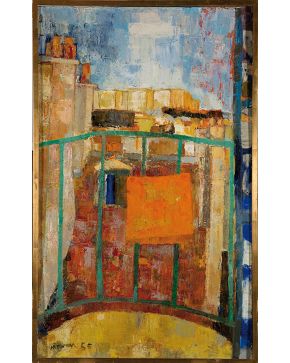 2011-JEAN-JACQUES MORVAN (París 1928-2007)  Les toits". 1956 Óleo sobre lienzo Firmado y fechado 1956 Al dorso también firmado, 