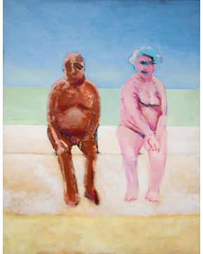 2000-DAVID SEATON (Yorkshire 1944) Two". 1974 Óleo sobre lienzo  Firmado al dorso Medidas: 130 x 97 cm.  Procedencia anter